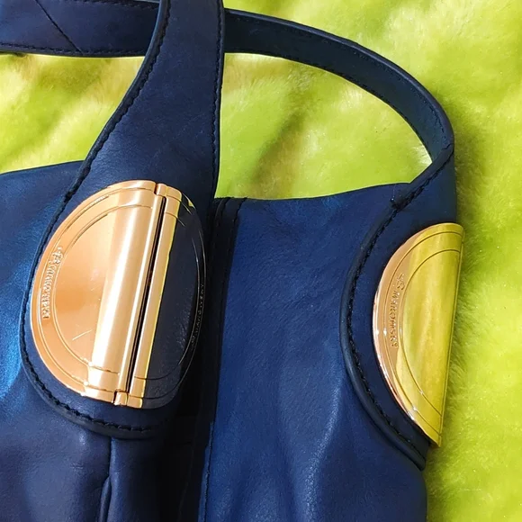 B Makowsky Blue Leather Gamma Hobo Bag - Picture 6 of 6